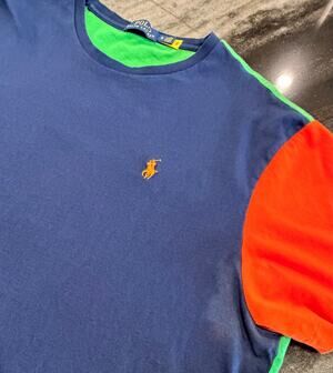 Polo Ralph Lauren Men's XL Triple Pony Colorblock T Shirt Preppy Multicolor Logo